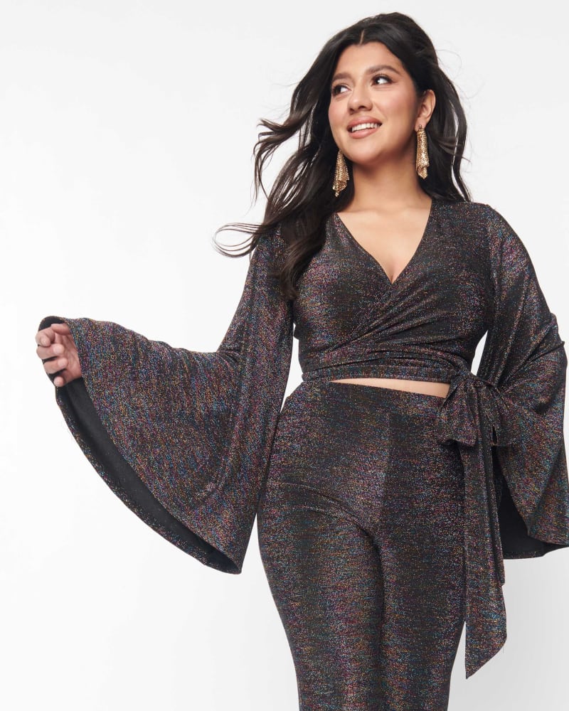 Rainbow metallic wrap dress deals